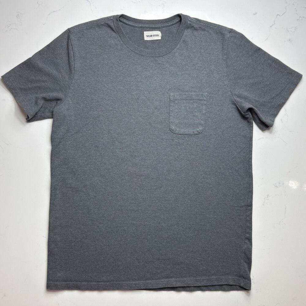 Taylor Stitch Shirt Men’s 44 (XL) Gray Crewneck Heavy Pocket Tee Short Sleeve